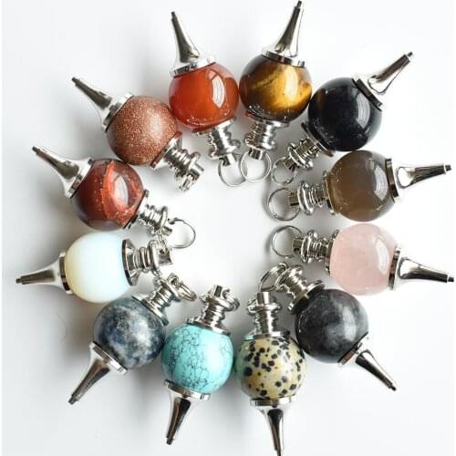 Wholesale 12pcs/lot fashion good quality natural stone mix ball charm pendants for necklaces jewelry making free shipping