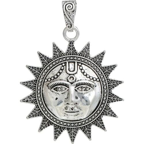 DoreenBeads Zinc Alloy Pendants Sun Silver Color 73mm(2 7/8") x 53mm(2 1/8"), 2 PCs