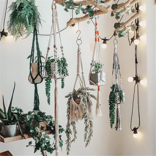 Hanging Baskets Flowerpot Plant Holder Handmade Macrame Plants Hanger Indoor Wall Hanging Planter Plant Holder Basket Decoration