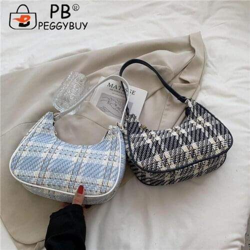 Leisure Women Plaid Printing Messenger Bags Female Single Strap Leather Canvas Shoulder Bags Small Hobos Shopping Bags