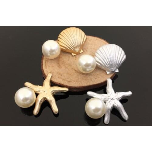 Starfish and shell hair elastic buckle clips acessories Invitation Ribbon Slider Headband Hair Clip DIY