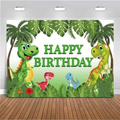 Cartoon Forest Dinosaur Animals Jungle Safari Birthday Party Photography Background Baby Photo Booth Studio Props Vinyl Backdrop