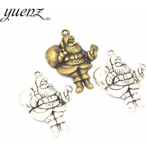YuenZ 5pcs 2 color Antique Silver Plated Santa Claus Charms Pendant DIY Handmade Jewelry Accessories 33*24mm I112