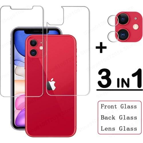 3 IN 1 Front+Back+Lens Protective Film For iPhone 12 Mini 11 Pro Max XR X XS 6 7 8 Plus 5 SE2 12 Pro Max Glass Screen Protector