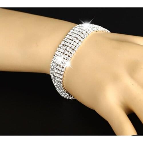 Bespmosp Colorful Crystal Exquisite Bracelet Multilayer Rows Bangle Women Wristbands Rhinestone Shining Female Statement Jewelry