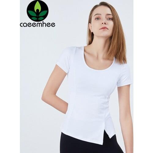 CAEEMHEE Women Short Sleeve Yoga Top Fitness Shirts with Removable Pads Athletic T-shirts Running Workout Tops Sportswear