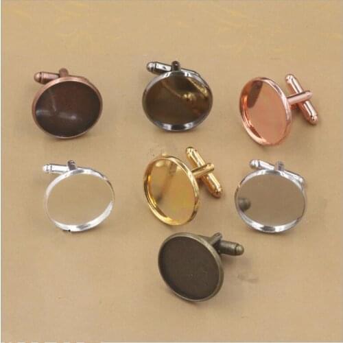 10pcs 12/14/16/18/20mm Cufflink Blanks Settings Cufflinks Trays Copper French Cufflinks Blanks Cabochons Cameo Bezel Base Z393