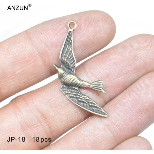 18pcs 20x35mm Antique Bronze Bird Dove DIY Jewelry Pendant Metal Charms Bird Dove Pendant JP-18