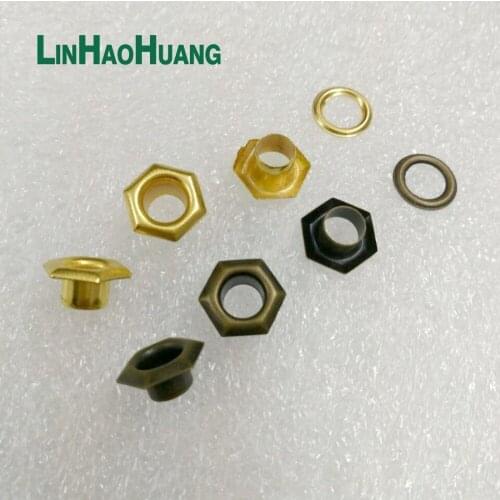 200sets/lot metal eyelets with washer hexagon / sexangle metal grommets for garments shoes free shipping 2015062603