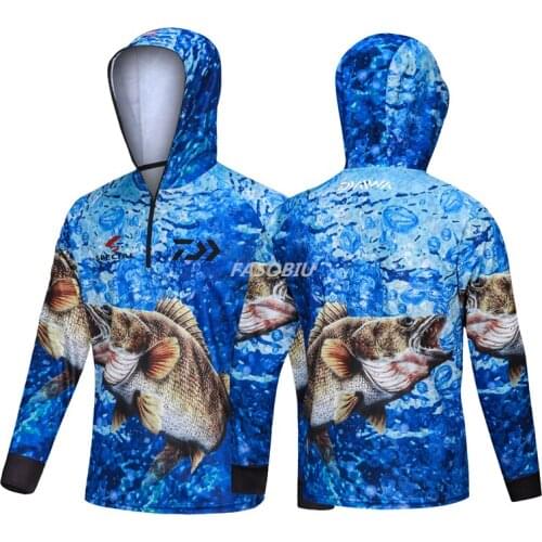 2021 DAIWA Summer Outdoor Sports Fishing Clothing Long Sleeve Breathable Stand Collar Fishing Shirt Sunscreen Hiking Clothes