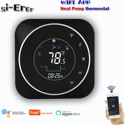 24VAC WiFi Smart Thermostat Heat Pump Thermostat,Works with Alexa Google Home