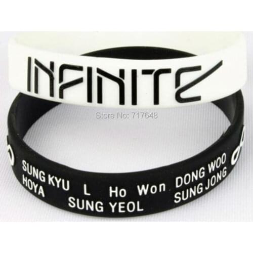 300pcs Embossed INFINITE wristband silicone bracelets rubber cuff wrist bands bangle free shipping by FEDEX