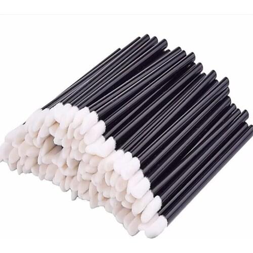 50pcs New Disposable Cosmetic Lip Brush Lipstick Lip Glossy Wands Pen Cleaner Applicator Eyeshadow Gloss Makeup Brushes Tools