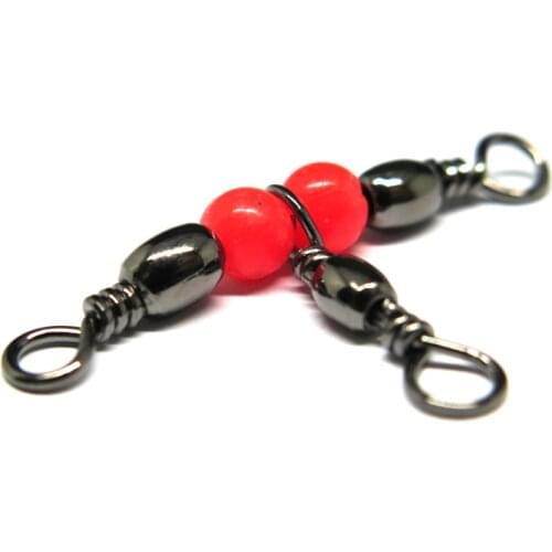 50 pcs/pack 3 Way fishing hook Connector swivels Brass Barrel Triple Swivels Bearing Connector Solid Ring Fishing Accessories