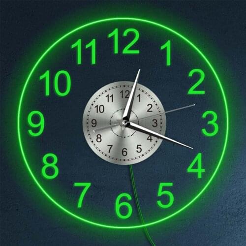 Arabic Numbers LED Lighting Transparent Acylic Wall Clock with Color Changing Simple Round Wall Clock Watch Home Decor