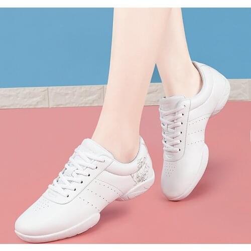 White Aerobic Shoes Childrens Adult Fitness Shoes Gymnastics Sports Jazz Dance Shoes For Women Cheerleading Shoes Womens Size44