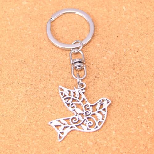 Fashion hollow peace dove Keychain Pendant Key Rings Shoulder Bag Purse Car Accessories for Women Girl Kids Gift