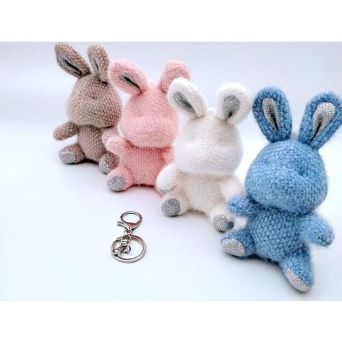 14cm high quality Plush rabbit keyring stuffed fashion mobile phone accessory bag keychain pendant soft doll gift girlfriends