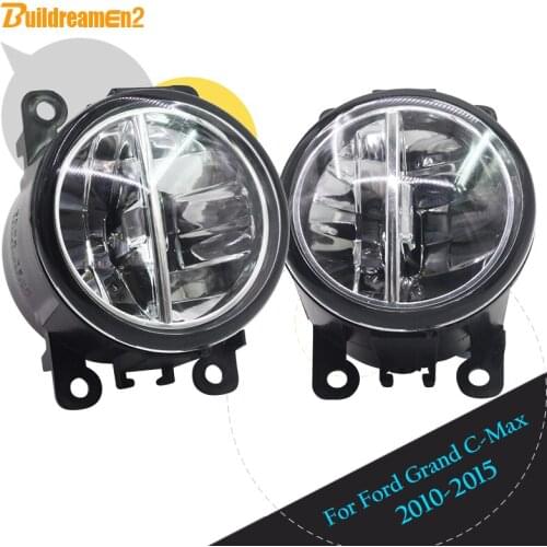 Buildreamen2 2 X Car Front LED Lamp Fog Light Daytime Running Light DRL 12V White Accessories For 2010-2015 Ford Grand C-Max MPV