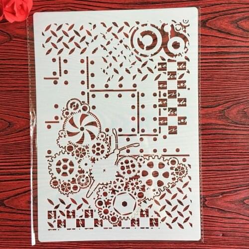 CraftArtGo DIY gear Stencils Painting Scrapbook Coloring Cake decorating sugar powder sieve printing mold printing table