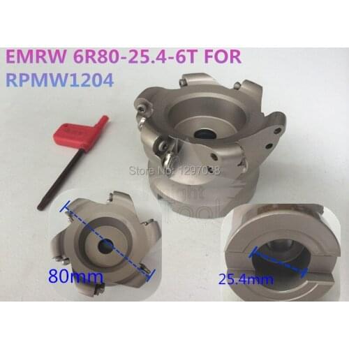 EMRW 6R80-25.4-6T Round Dowel Face Mill Cutting diameter 80mm RPMW/T1204 Inserts