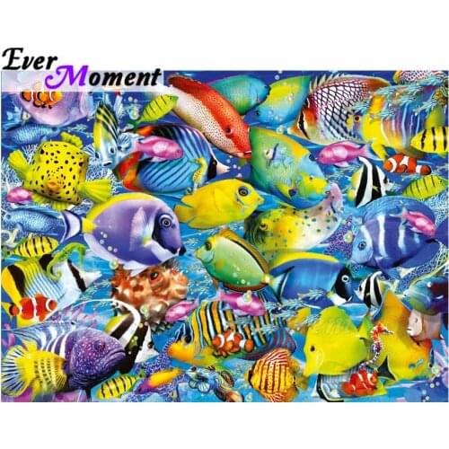 Ever Moment Diamond Painting Fish Home Decoration Picture Of Rhinestone 5D DIY Diamond Embroidery Cross Stitch Handmade ASF1351
