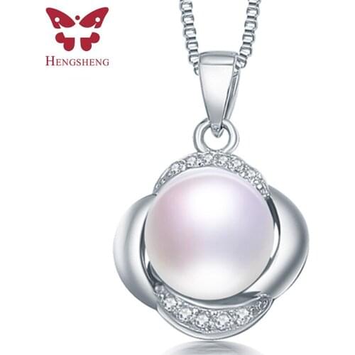 HENGSHENG Fine Jewelry 925 Sterling Silver Cross Zircon Pendant High Quality 100% Genuine Natural Freshwater Pearl Necklace