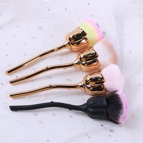Rose Flower Makeup Brush Super Large Face Powder Blusher Cosmetic Tools Nail Art Dust Accessories with Metal Handle