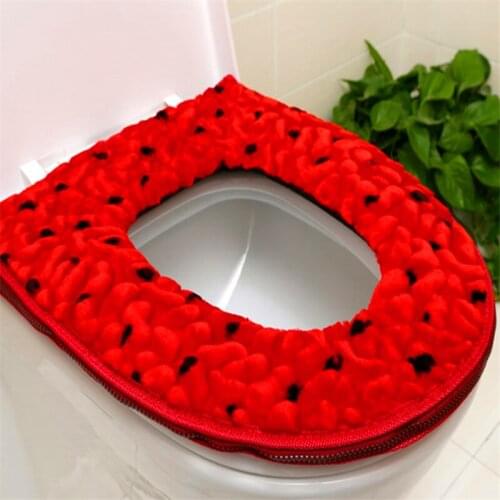Comfortable Soft Plush Bathroom Toilet Seat Closestool Washable Warmer Mat Cover Cushion Zipper Household Toilet Seat Covers