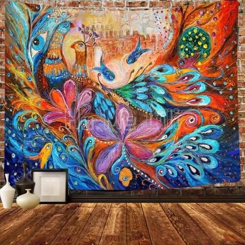 Phoenix Peacock Feathers Colorful Beautiful Art Tapestry Bedroom Living Room Dormitory Dormitory Wall Decoration