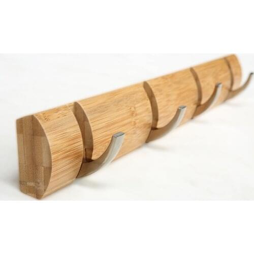 Creative Bamboo Coat Racks Hanging Hook Hanger Decor for Livingroom/Kitchen/Bedroom Storage Holders Stainless Zinc Hook 8 Hooks