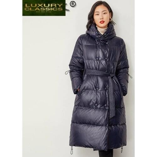 High Quality 90% White Duck Down Jacket Woman Korean Coat Female Long Hooded Women Parkas Winter 2021 Mujeres Abrigos 957