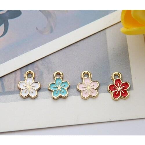 20Pcs 9x12mm Metal Enamel Flower Charms Colorful Plant Pendants Accessories For Making Necklace Earrings Bracelet DIY Jewelry