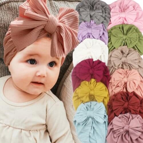 Lovely Big Bowknot Baby Girl Hat Turban Autumn Spring Soft Newborn Infant Hat Beanies Solid Color Kids Hat Headwrap Bonnet