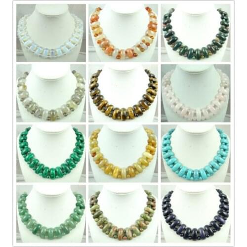 Fashion Natural Pink Quartz Onyx Opal Tiger Eye Stone Pendants Chains Handmade Gem Jewellery Necklace For Women Fine Jewelry P46