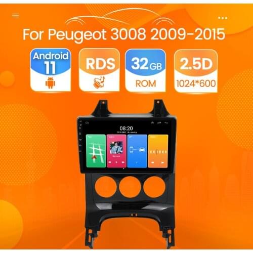 Android 11 For Peugeot 3008 2009-2015 9 inch Smart Car Radio Multimedia RDS Video Player Navigation GPS WiFI Microphone No DVD