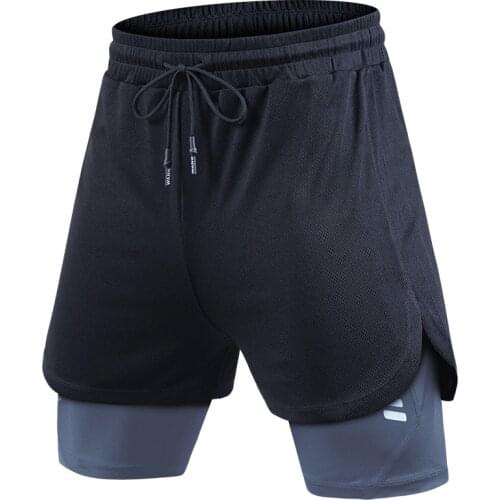Running Shorts Men 2-in-1 Quick Drying Breathable GYM Sport Shorts Training Exercise Jogging Cycling Shorts Longer Liner