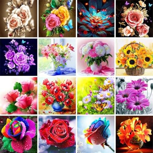 5D Full Diamond Painting Flower Vase Home Decoration Gift DIY Art Mosaic Pattern Rhinestone Embroidery Cross Stitch Kit