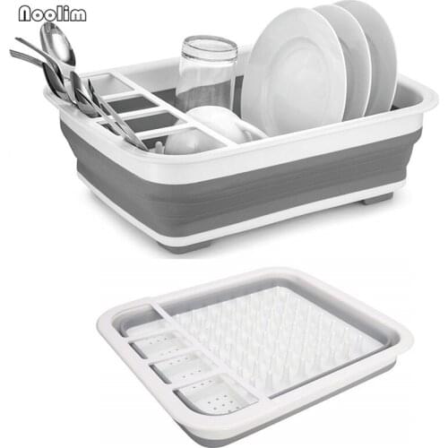 NOOLIM Kitchen Chopsticks Dishes Drain Rack Household Multifunctional Cutlery Storage Rack Folding Storage Basket Drain Rack