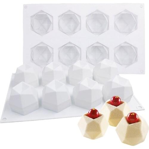New Polyhedral Silicone Mousse Cake Mold Creative Cherry Geometric Solid Cake Mould DIY Bread Oven Tray Reusable Baking Tools