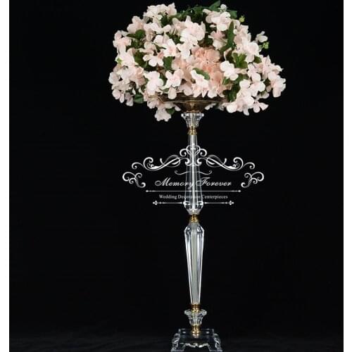 2019 New Elegant Wedding Table Centerpiece Decoration Crystal Flower Stand Gold Silver Vase Candle Holder Stand