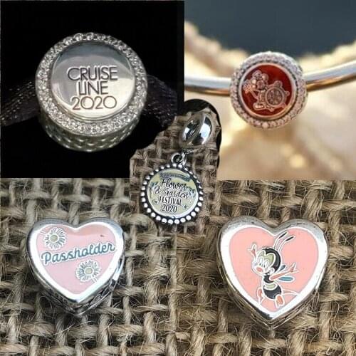 New High Quality S925 Sterling Silver Cruise Ship Steamboat Willie Charm Paradise Epcot Flower For Women DIY Charm Beads