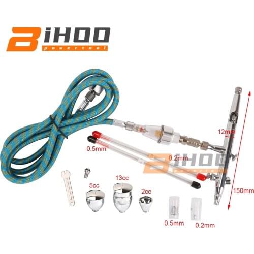 Paint Spray Gun, 0.2 0.3 0.5mm,Double Action Spray Gun Compressor Kit, Sand Spray Gun, Used For Art Car Model Tattoo Nail Art