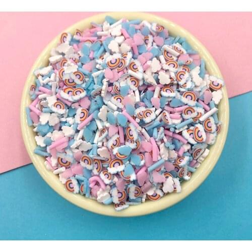 100g Mixed Rainbow Cloud Pearls Polymer Clay Sprinkles for Crafts Making DIY Crystal Mud Filling Material Nail Art Decoration