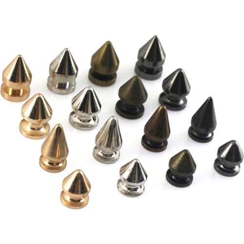 10pcs Solid Metal Screwback Cone Studs Bullet Spikes Punk Rivets for Leather Craft Bag Garmet Shoes Decor Pet Collar Anti-bite