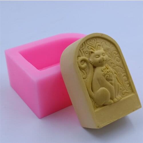 Cat Silicone Soap Mold for Soap Making Animal Bar Silicone Molds Mousse Cake Mould Epoxy Resin Crafts Moulds Wax Melt Mold