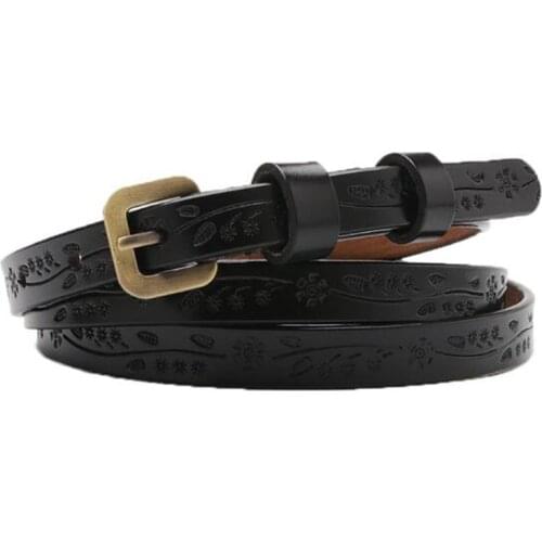 Thin Real Cowskin Leather Belt Female Waistband Waist Women Wild Small Strap Lady Cinturon Mujer Cinto Metal Buckle