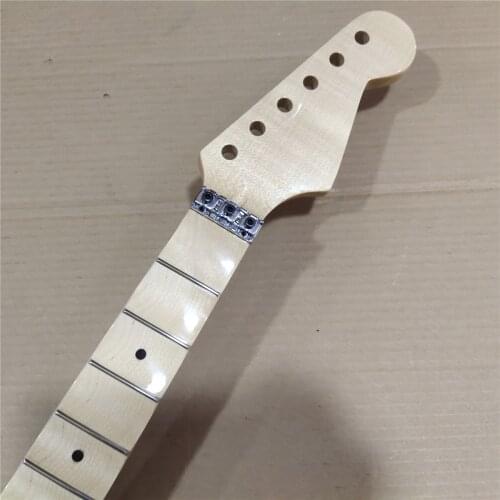 Full scalloped Maple Electric Guitar Neck Replacement 22 Fret Maple Fingerboard locking nut Gloss