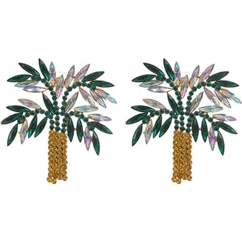 ZHINI Hot Summer Crystal Plant Drop Earrings For Women Elegance Charming Tree Dangle Earring Statement Earring Jewelry Gift 2020