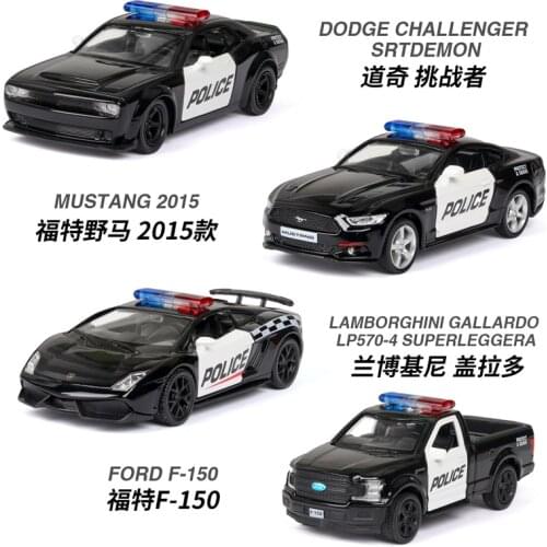 1/36 Scale Ford Mustang,Dodge Challenger,Ford Pickup Police Car Diecast Alloy Pull Back Car Collectable Toy Gifts